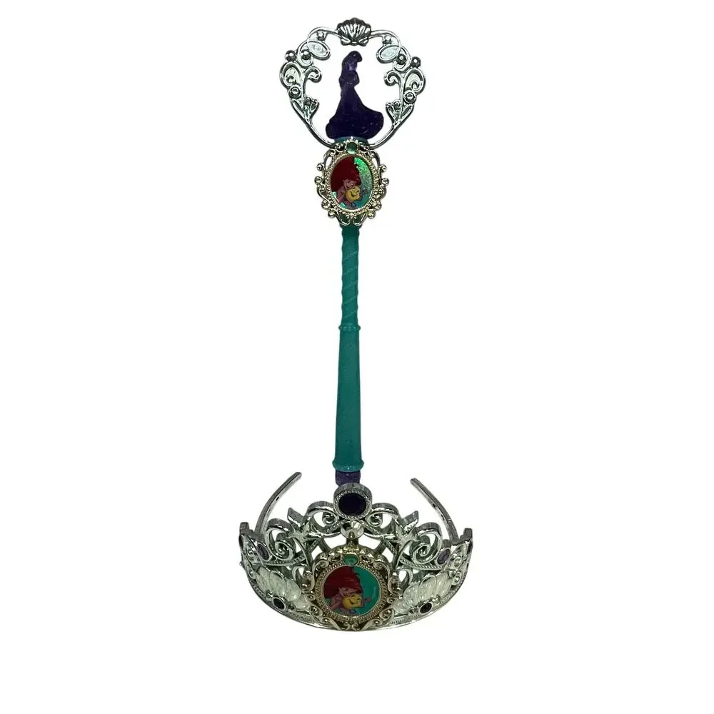 Disney Princess Ariel Little Mermaid Spinner Wand Tiara Crown Set Costume Toy